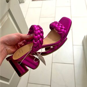 NWT Metallic pink chunky heels